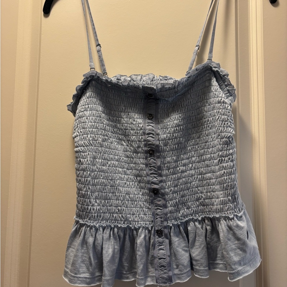 Abercrombie & Fitch Light Blue Smocked Camisole